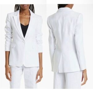 Alice + Olivia Macey Linen Blend Blazer in White Size 10